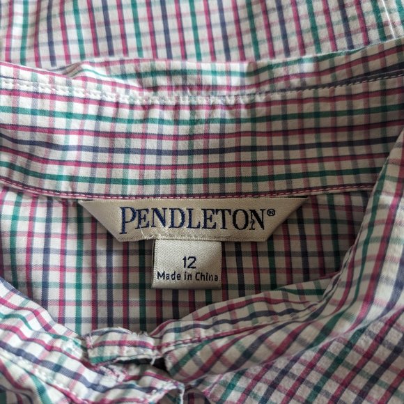 Pendleton Plaid Multicolor button down Shirt 100% cotton Women's size 12 - Picture 9 of 11